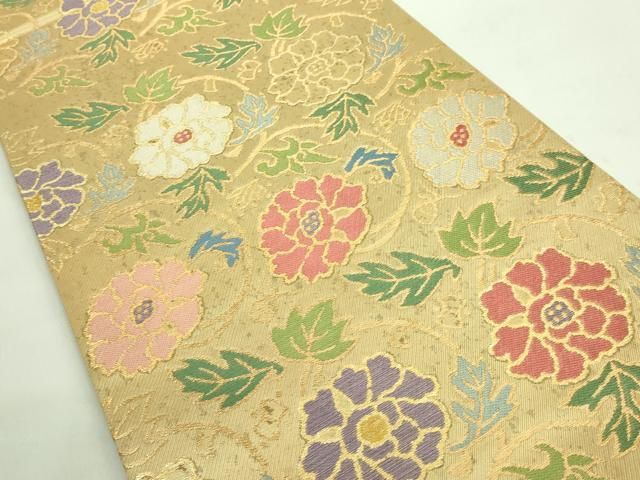 平和屋本店■極上　1854年創業　帯屋捨松　六通柄袋帯　唐織　花唐草文　金糸　逸品　DZAA7974kh5 平和屋本店□極上 1854年創業 帯屋捨松 六通柄袋帯 唐織 花唐草文 金糸