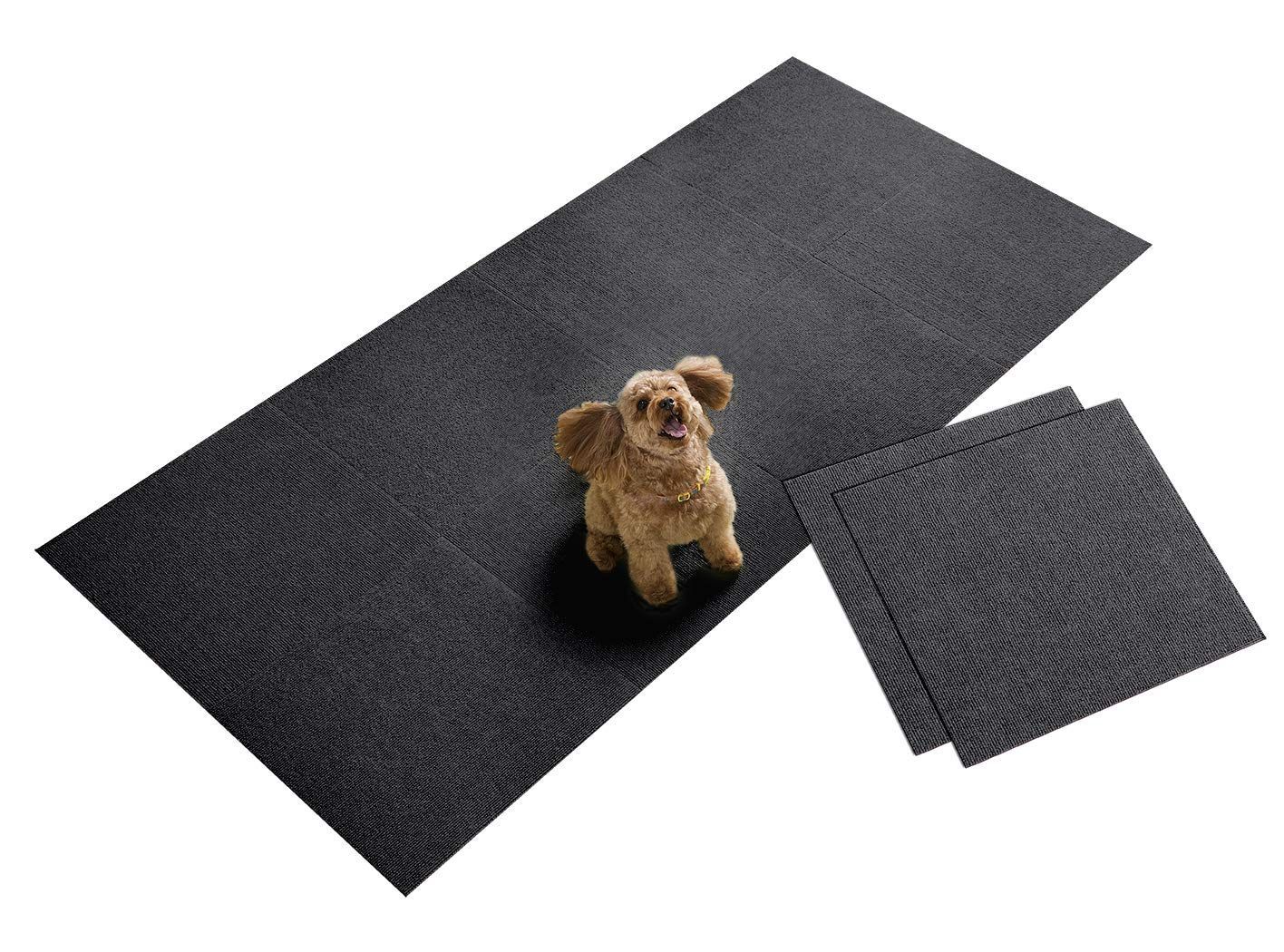 【数量限定】大判 ジョイントマット 45×45cm ダークグレー ずれない 10枚 洗える】サンコー カーペットタイプ 消臭 おくだけ吸着 撥水 タイルマット 【日本製 KH-99