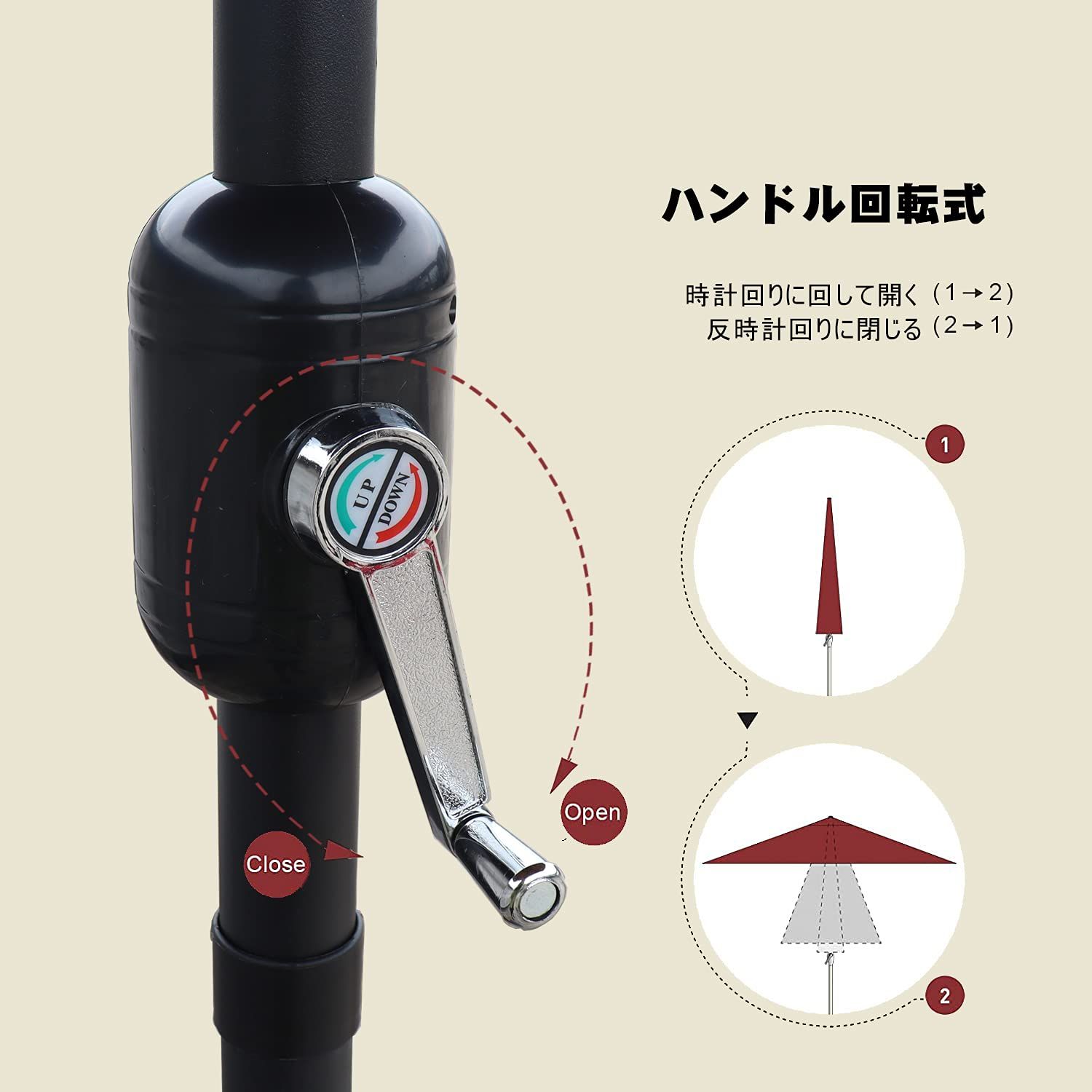 LOVE STORY ガーデンパラソル 大型 風に強い(300cm レッド) ガーデン