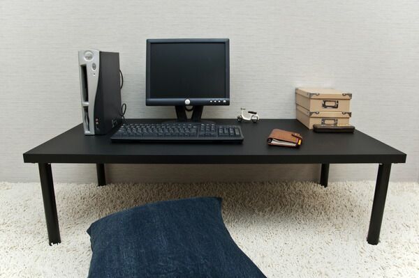 フリーローテーブル 作業台 PCデスク センターテーブル 長方形 幅120cm×奥行60cm 天板厚3cm ブラック 黒 代引不可 MARWIL-DEMENAGEMENTS_CH