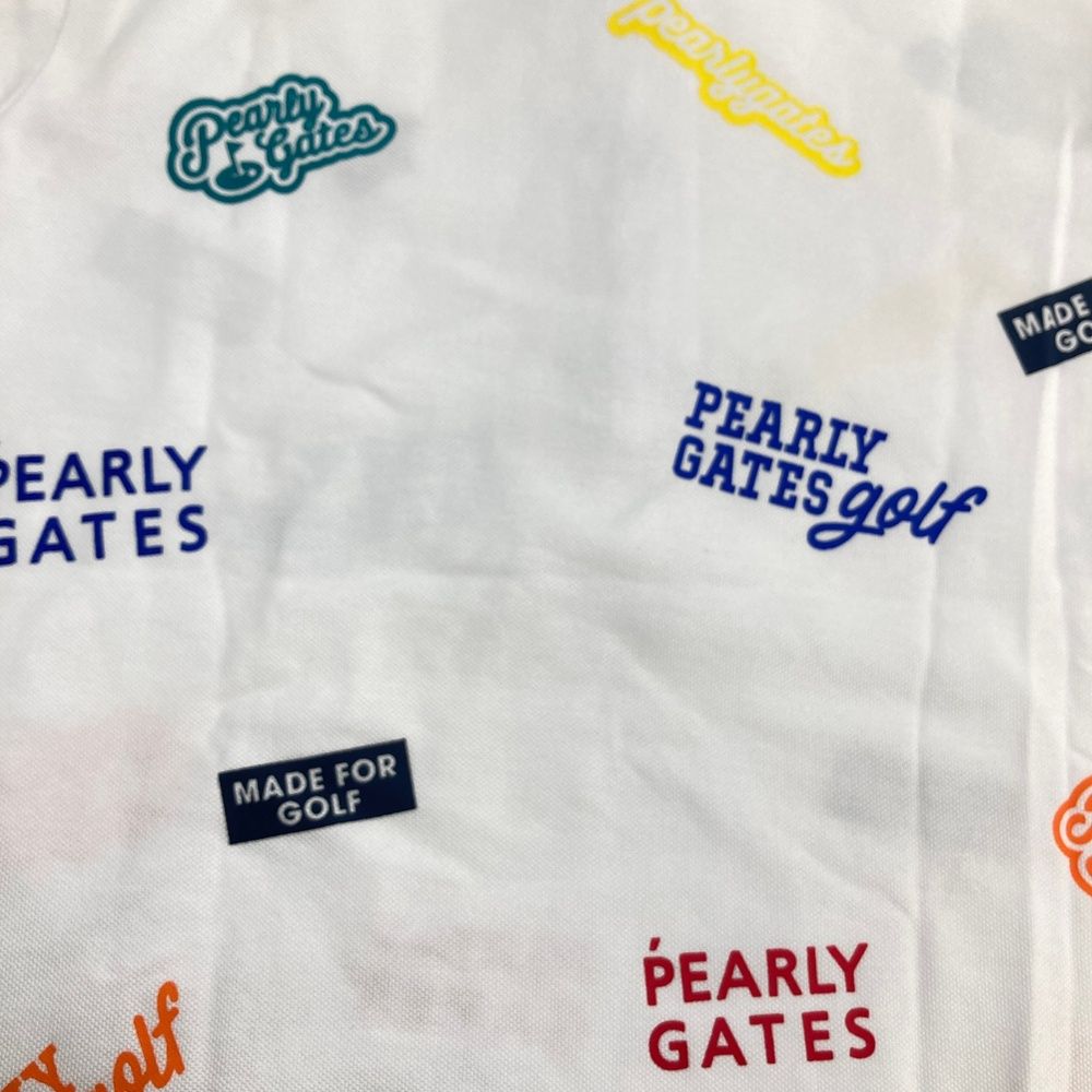 サイズ：1 PEARLY GATES パーリーゲイツ 2023年 半袖ポロシャツ ロゴプリント  ホワイト系 [240101437865] ゴルフウェア レディース ストスト サイズ：2 PEARLY GATES パーリーゲイツ 半袖ポロシャツ ロゴ 総