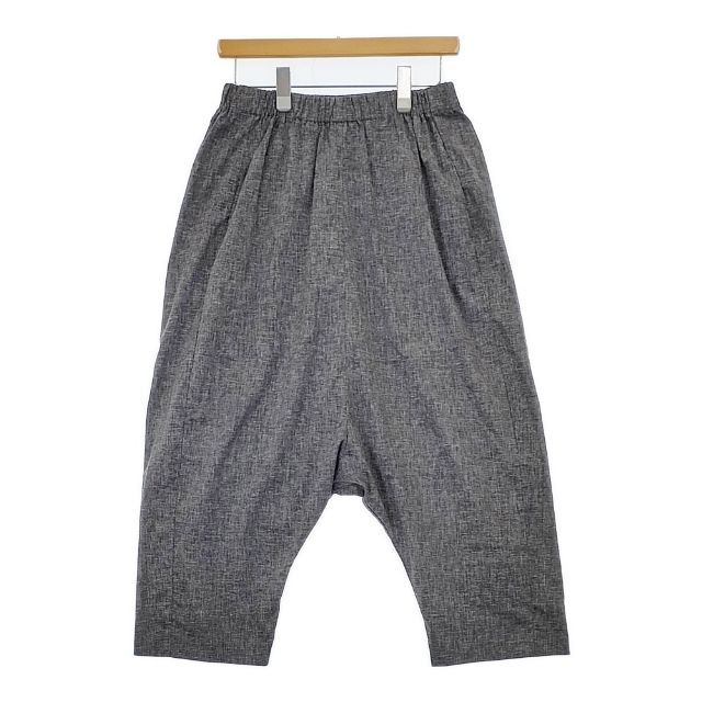 美品 ミズイロインド サルエルパンツ 花柄 リネン混 クロップド丈 モノトーン mizuiro-ind リネン混 サルエルパンツ グレー レディース
