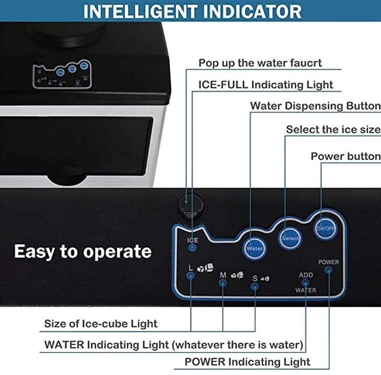ステンレススチール製カウンタートップ製氷機 冷水ディスペンサー付き