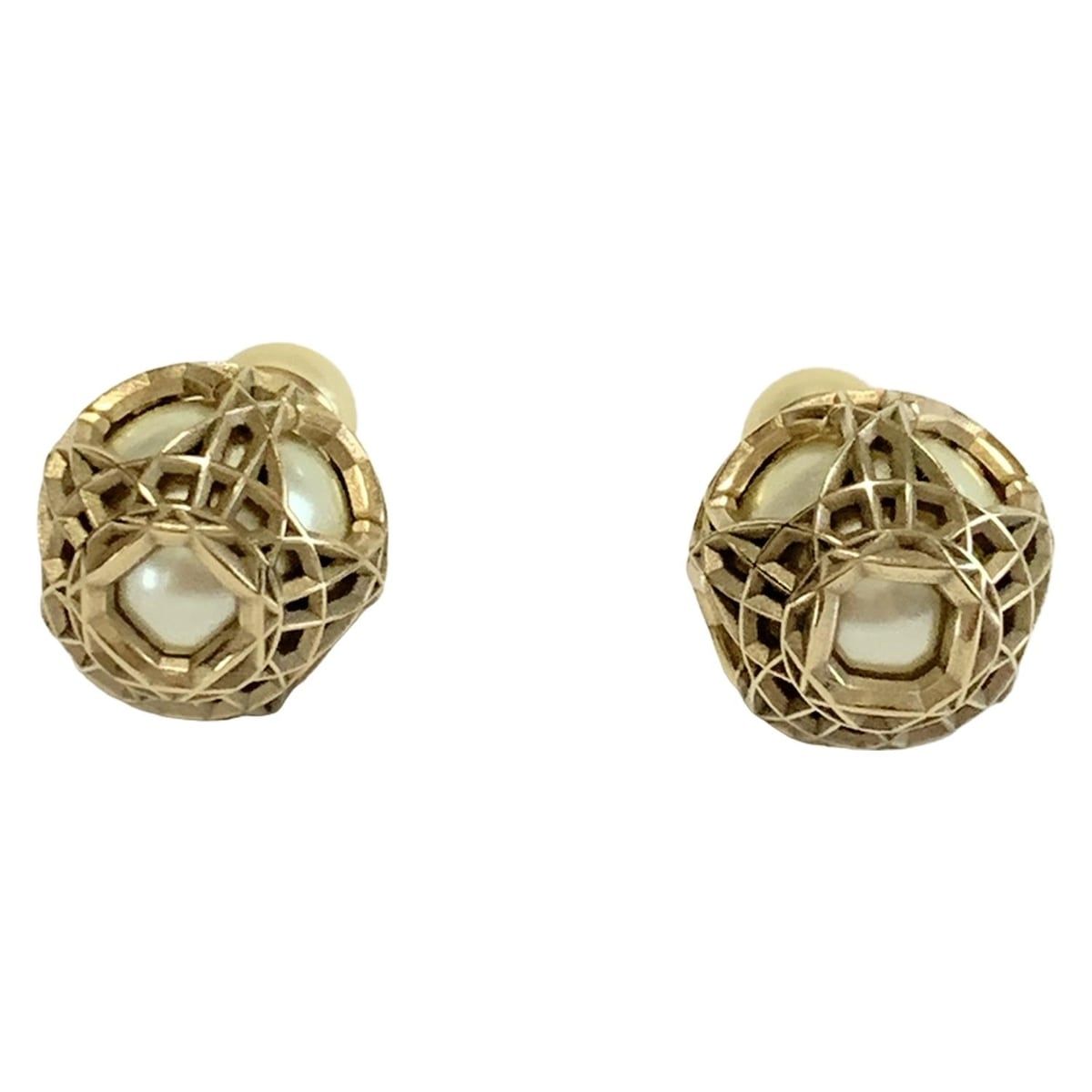 DIOR ChristianDior ディオール クリスチャンディオール ピアス ディオール トライバル アイボリー×ゴールド