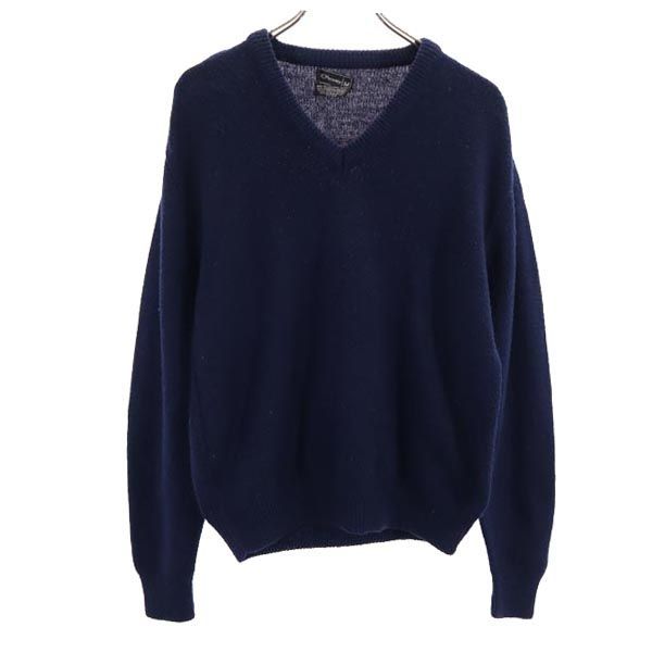 ジェーシーペニー 80s ヴィンテージ Vネック長袖 ニット M ネイビー系 JCPenney セーター メンズ 【中古】  【230918】