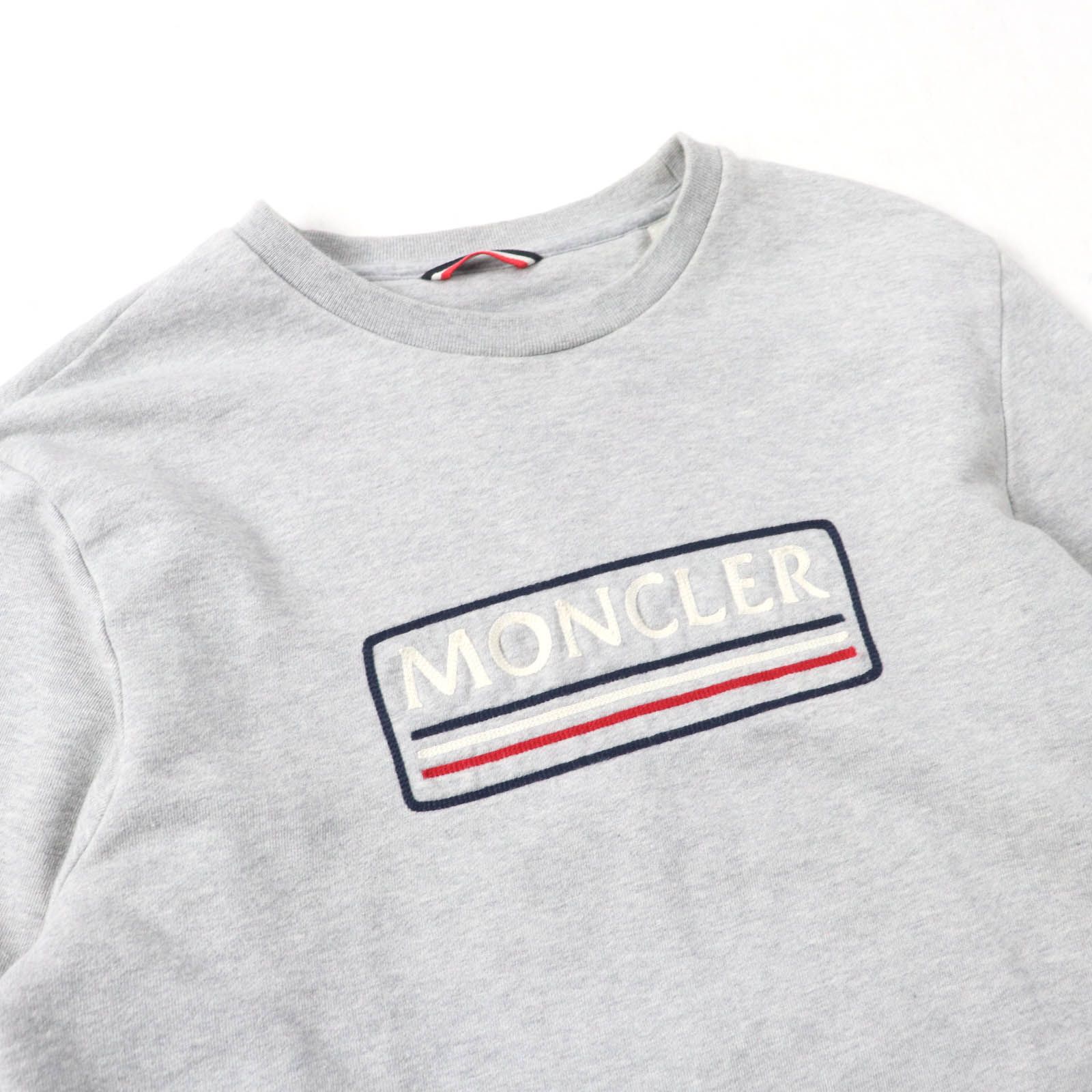 【美品】MONCLER モンクレール　刺繍　ロゴ　スウェット　カットソー　XS 美品☆MONCLER モンクレール コットン100% ロゴ刺繍入り クルー