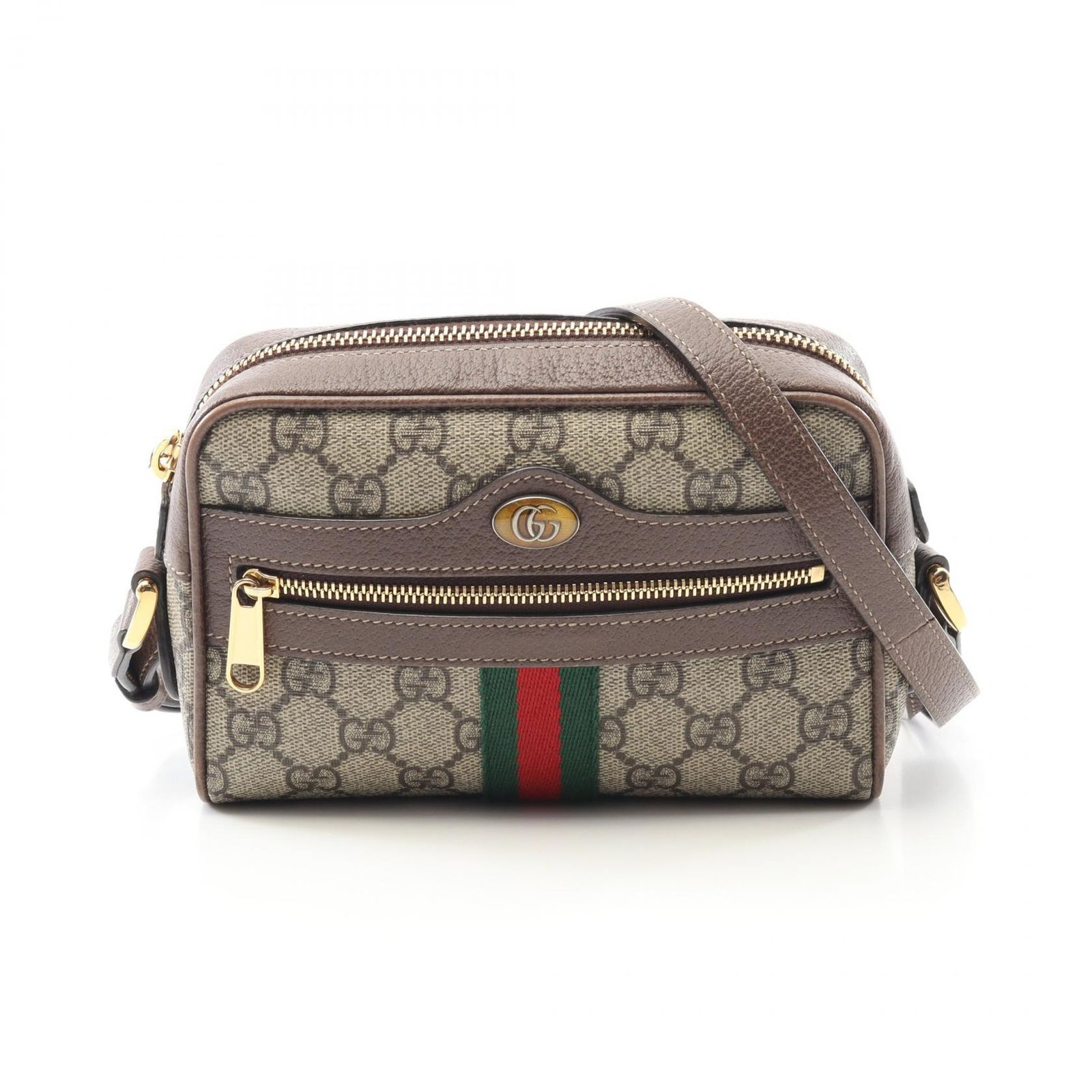 グッチ GUCCI ショルダーバッグ オフィディア GGスプリーム 517350 ベージュ|ブラウン PVCコーティングキャンバス レザー オフィディア ミニ ショルダーバッグ レディース Used A