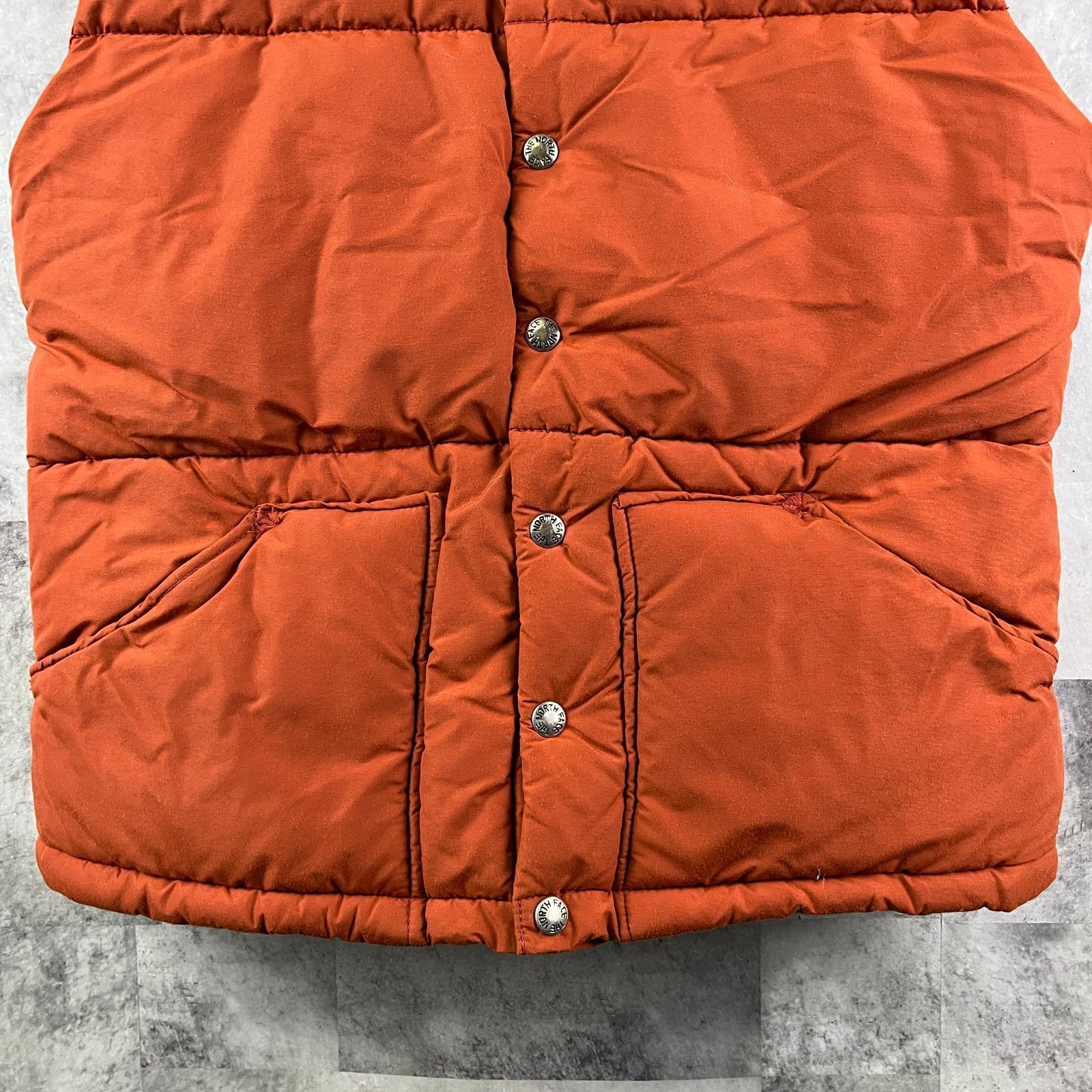 80s USA製 THE NORTH FACE 中綿ベスト 茶タグ オレンジ S - メルカリ