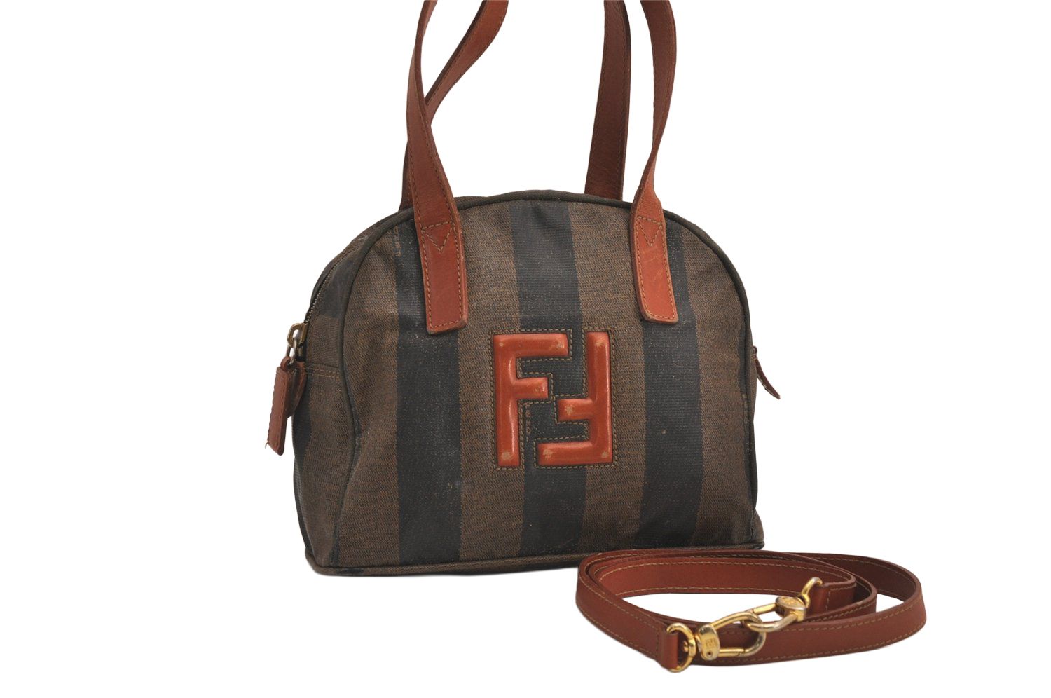 FENDI フェンディ ぺカン 2Way ショルダーハンドバッグ ピーブイシー レザー ブラウン ジャンク 6229M