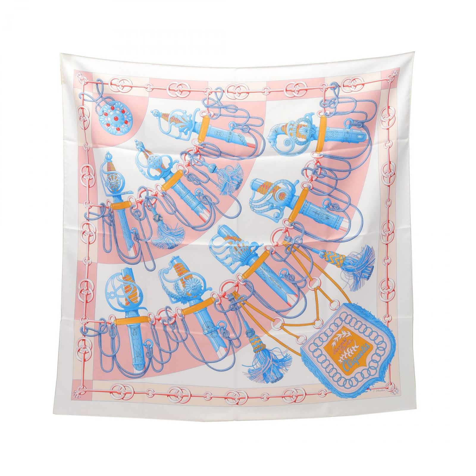 エルメス HERMES スカーフ カレ90 CLIQUETIS シルク カレ90 レディース