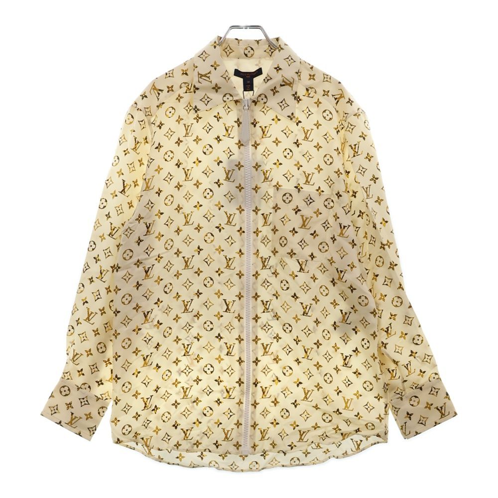 LOUIS VUITTON ルイヴィトン 23SS L|S Zipped Shirt RW231B 148 FOTO39 モノグラム ジップアップシルク長袖シャツ ホワイト|イエロー