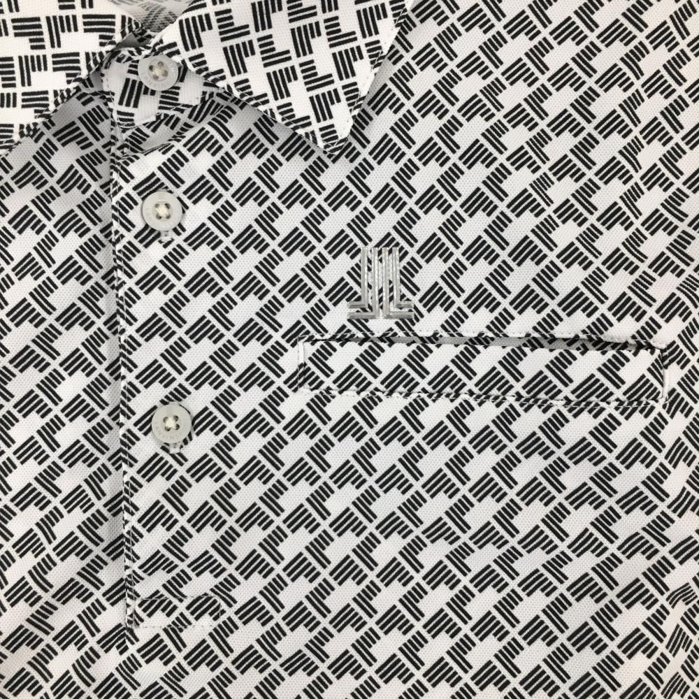 超美品】ランバンスポール 長袖ポロシャツ 白×黒 総柄 胸