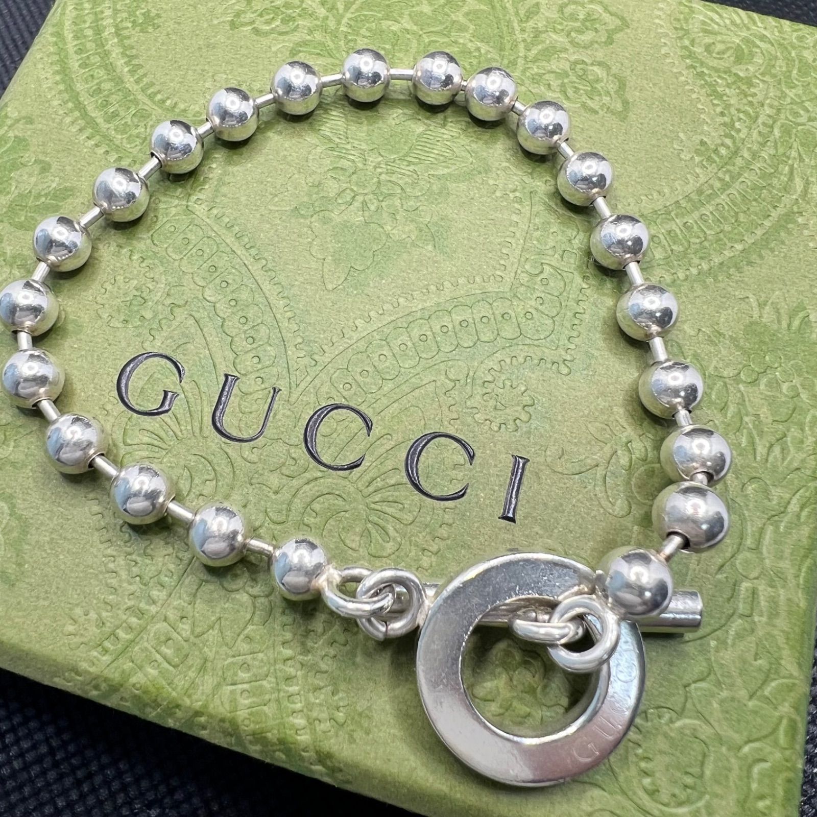 極美品 グッチ ブレスレット トグル ボールチェーン サークル リング 925 GUCCI】グッチ トグル ブレスレット ボールチェーン シルバー925