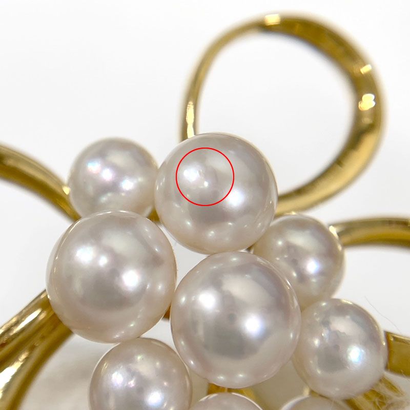 MIKIMOTO リボンモチーフ ブローチ MIKIMOTO】【仕上済】 ミキモト『K18WG リボンモチーフ ブローチ