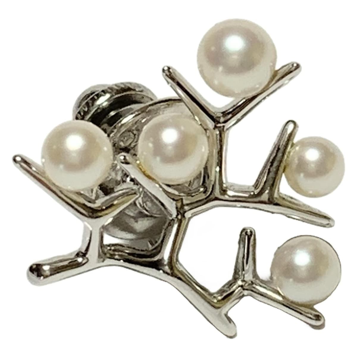 mikimoto(ミキモト) アクセサリー美品 - シルバー×白 ピン