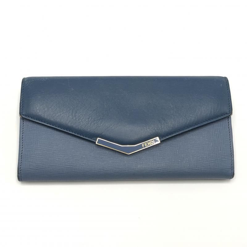 【中古】FENDI ロングウォレット 二つ折り財布 8M0350 ブルー フェンディ[10]