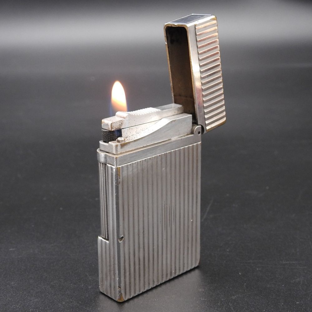 着火 済み ?S.T Dupont デュポン LINE2 ガスライター シルバー ロゴ刻印入り?️正規品 ケース 取説 カード付 現状渡し Aランク