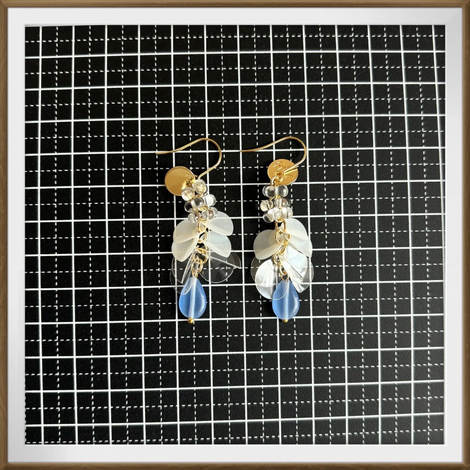 No.1377 人口石キャッツアイのピアス ハンドメイドイヤリング 