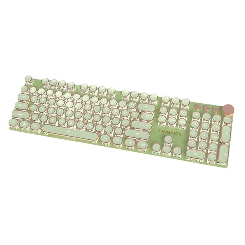Hemo グリーンメカニカルゲーム用キーボード EWEADN V20レトロ スチームパンク ヴィンテージ タイプライタースタイルキーボード green グリーン LEDバックライト付き 104キー 有