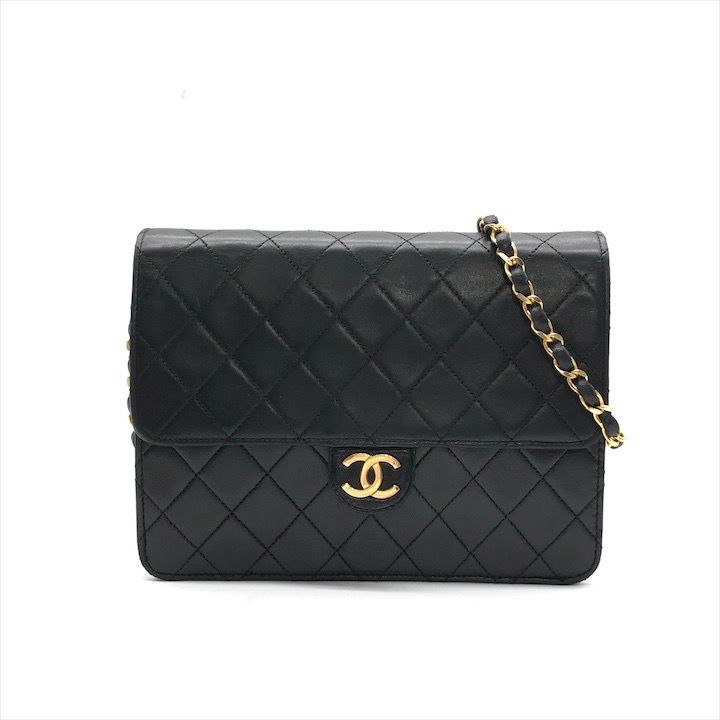 CHANEL シャネル マトラッセ ラムスキン ココマーク プッシュロック チェーン ショルダー バッグ ブラック 黒 ブランド 鞄 k5687