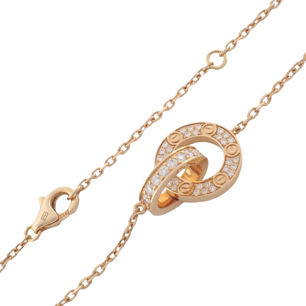 洗練ジュエリー【Cartier】LOVE ネックレス、ダイヤモンド2石 YG 洗練ジュエリー【Cartier】LOVE ネックレス、ダイヤモンド2石 PG