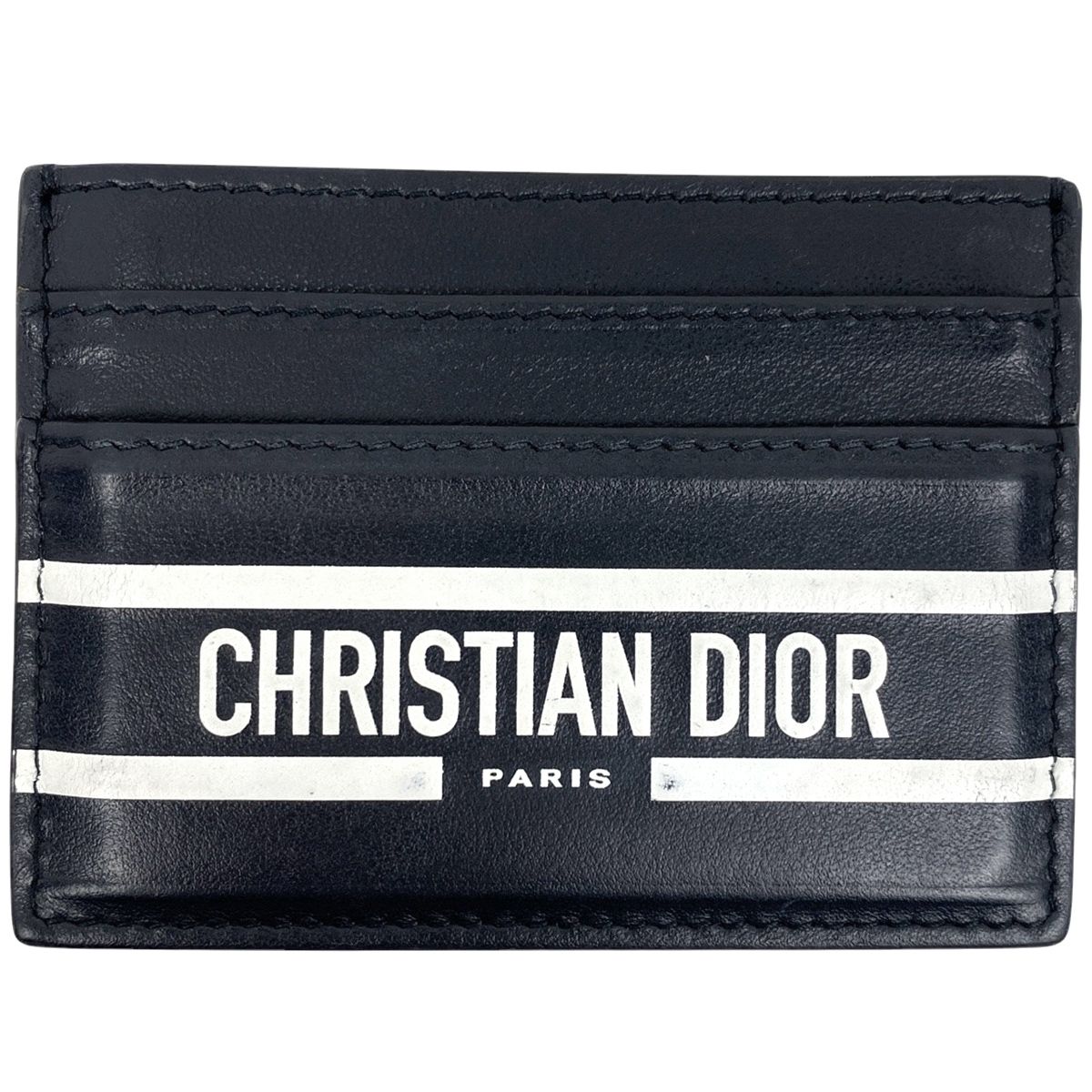 Dior ブラックレザー名刺入れ Dロゴ付き Dior ブラックレザー名刺入れ Dロゴ付き Christian Dior クリスチャン