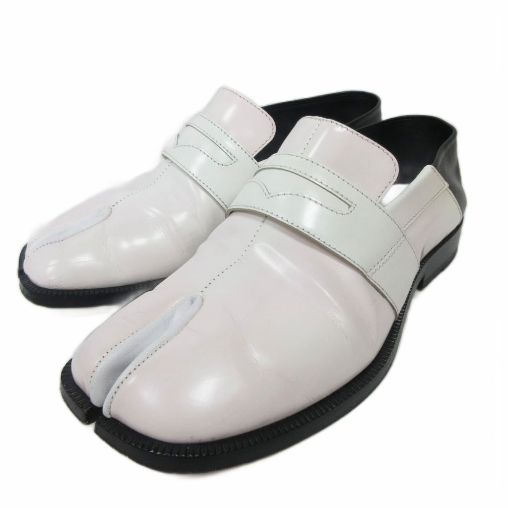 メゾンマルジェラ 22 Maison Margiela 22 Tabi タビ ペニーローファー コインローファー 2WAY ミュール 足袋 レザー 白 ホワイト 35 約22cm