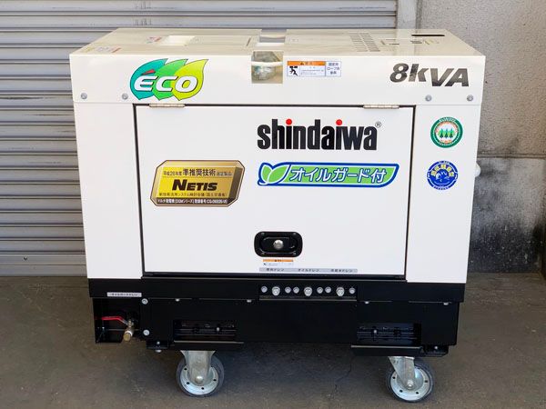 引取限定・大阪吹田】shindaiwa/新ダイワ 8kVA ディーゼルエンジン発電機 DGM80BMK / 運転2h未満 車輪付 - メルカリ