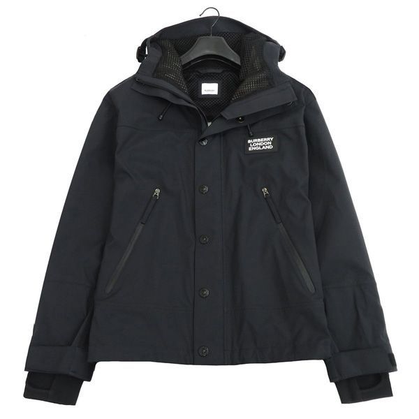 美品 BURBERRY バーバリー 8033161 ロゴ アップリケ テクニカルツイル ジップアップ マウンテンパーカー ジャケット S 47092