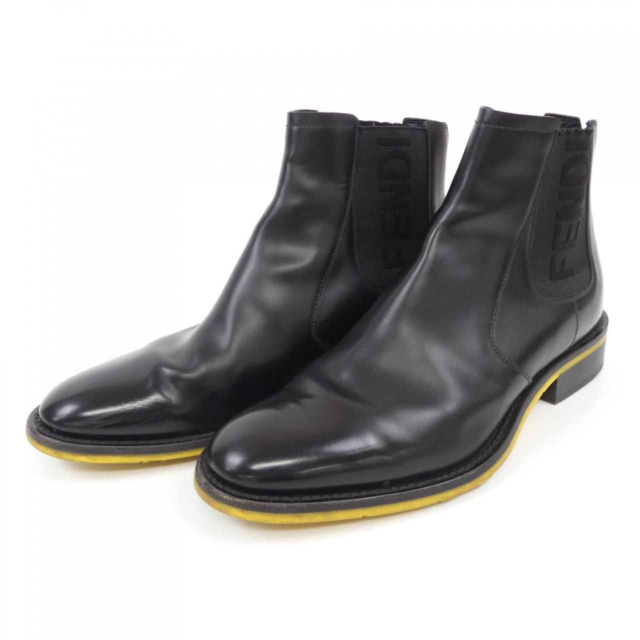 フェンディ FENDI ブーツ 美品 フェンディ 8T8068 カーフスキン×ニット