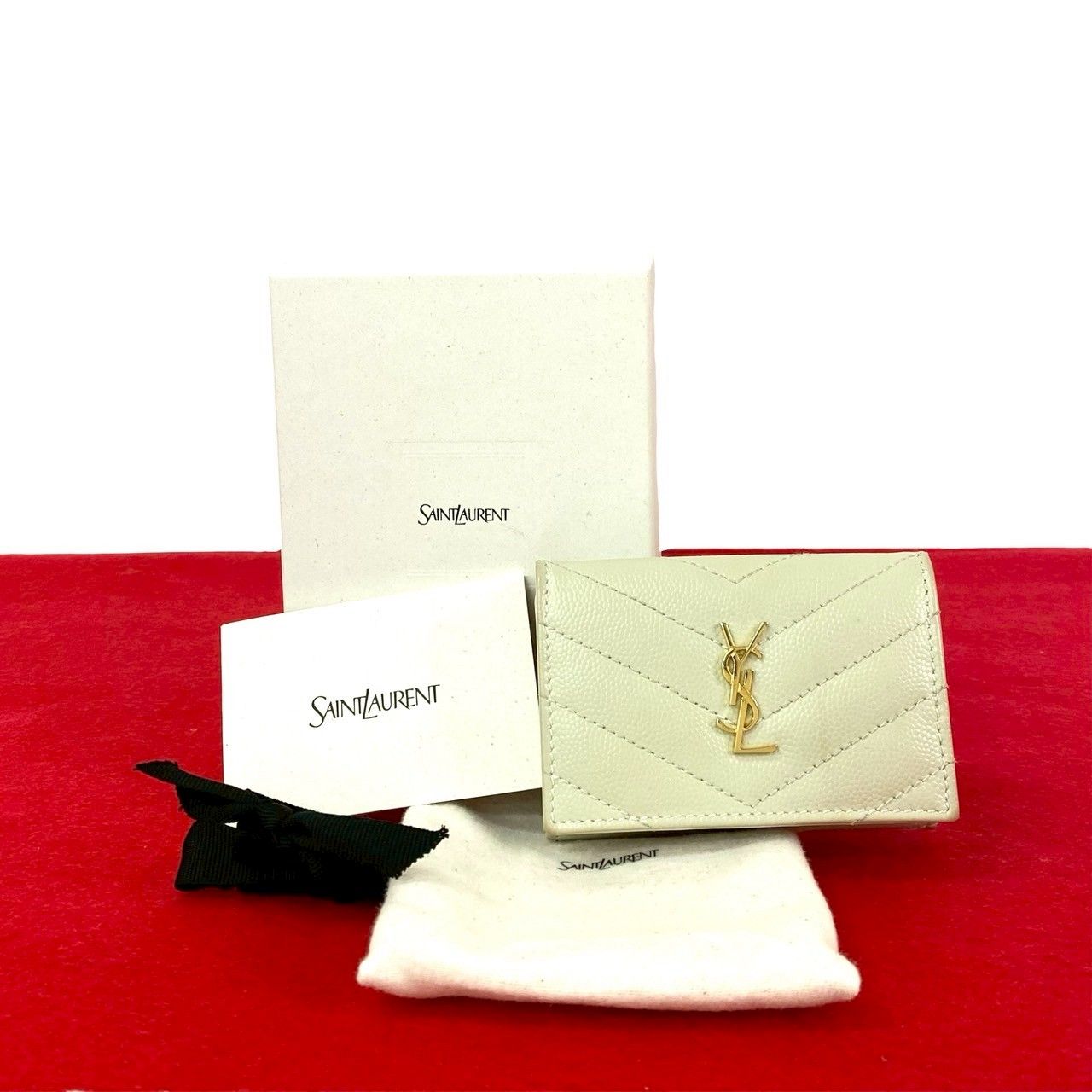 極 美品 箱 袋付き SAINT LAURENT PARIS サンローランパリ YSL ロゴ 