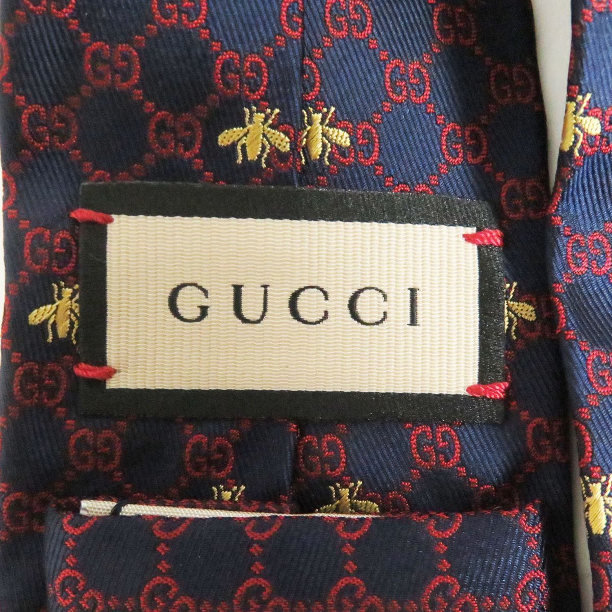 極美品□GUCCI/グッチ 545078 GG総柄 Bee ロゴエンブロイダリー シルク