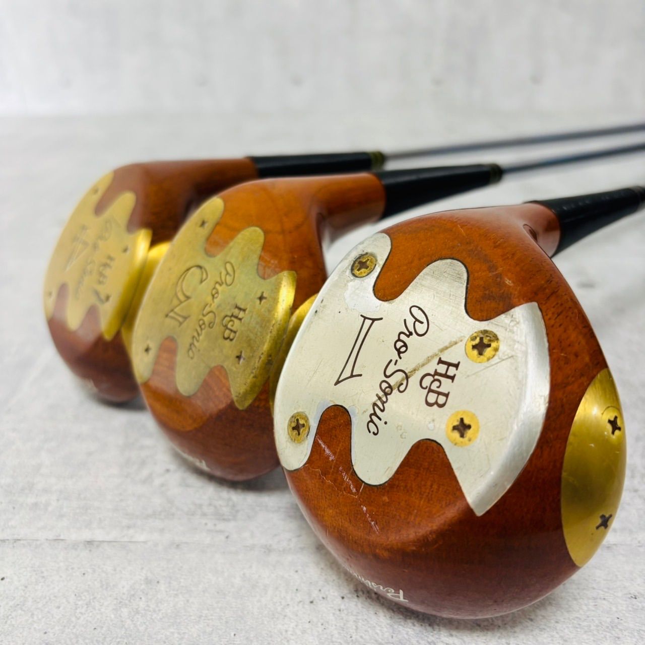 H&amp;B Power Bilt パワービルト プロソニック パーシモンウッド  1W 3W 4W メンズ ゴルフ クラブ ウッド  初心者 入門 H&B Power Bilt パワービルト プロソニック パーシモンウッド 1W