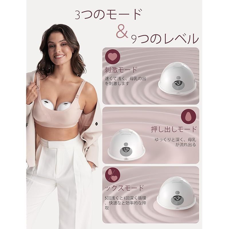 Momcozy M5 ハンズフリー電動搾乳機 軽量で薄型、装着可能、お手入れ 