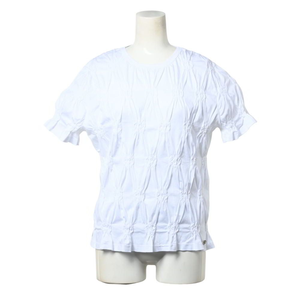 CHANEL 22C P71037K10173 ココマーク刺繍 ギャザー Tシャツ カットソー