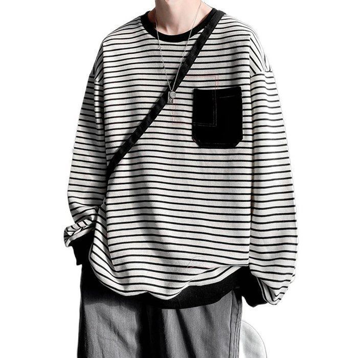 VIP★D&G ボーダー ストライプ スウェットシャツ トレーナー シャツ長袖 ボーダー プルオーバー メンズ スウェットシャツ