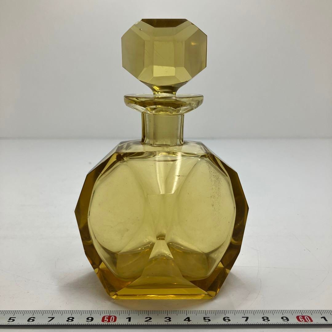 アンティーク　フランス製　ハンドカット　アンバーデキャンタ　東金6-0212② アンティーク フランス製 ハンドカット アンバーデキャンタ 東金