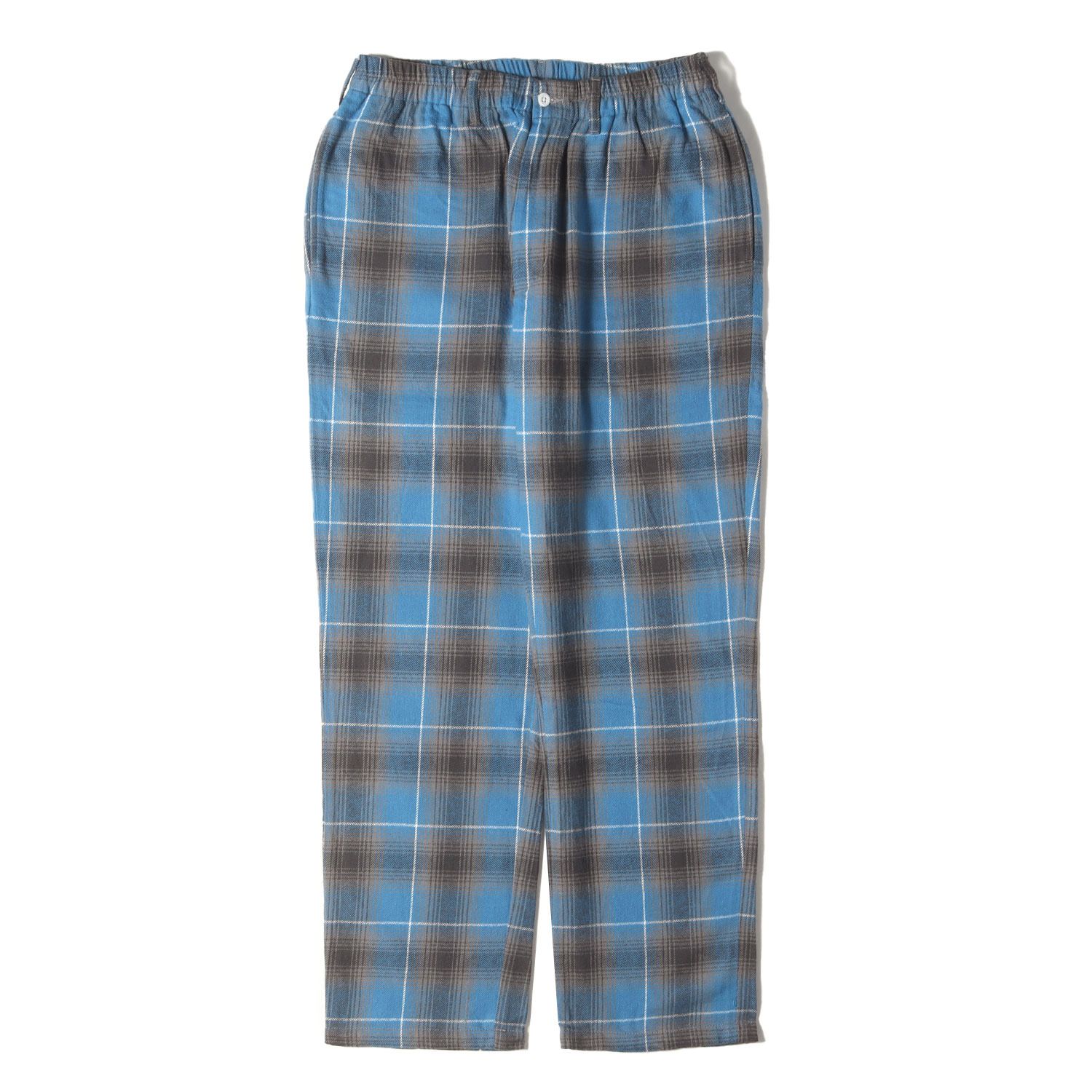 COOTIE クーティー 青 ブルー グレー サイズ S | 21AW オンブレチェック フランネル イージーパンツ Ombre Nel Check Easy Pants | ボトムス ズボン メンズ