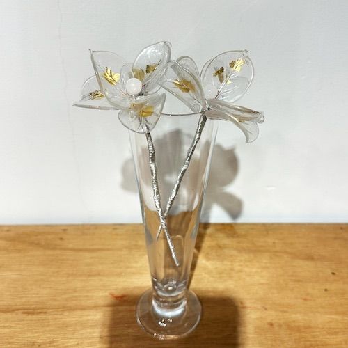 ヴェネチアガラスの薔薇 fiore di ghiaccio 氷の花 クリスタル|ゴールド