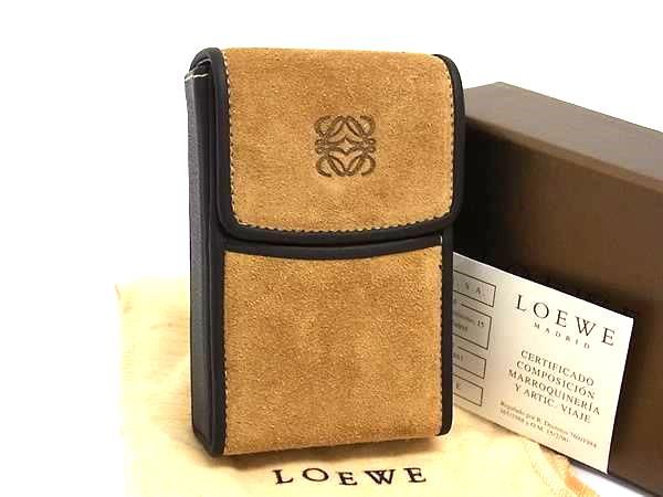 □極美品□ LOEWE ロエベ アナグラム スエード×レザー シガレット