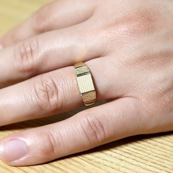 受注生産】18金 メンズ リング ゴールド 指輪 印台 18k メンズ