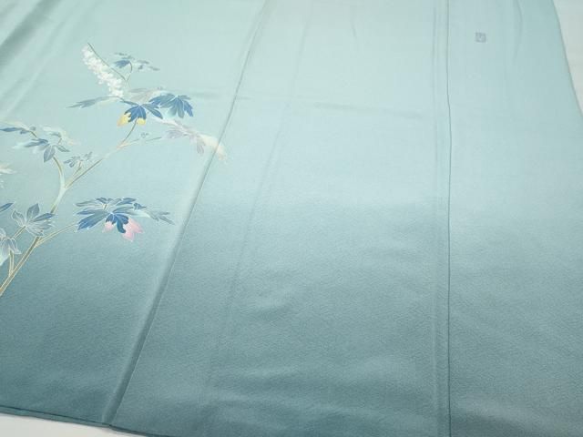 平和屋着物●名匠・初代由水十久師事　本加賀友禅作家　竹内銀風　訪問着　草花文　暈し染め　正絹　逸品　DAAY5989ud 平和屋着物○名匠・初代由水十久師事 本加賀友禅作家 竹内銀風 訪問着