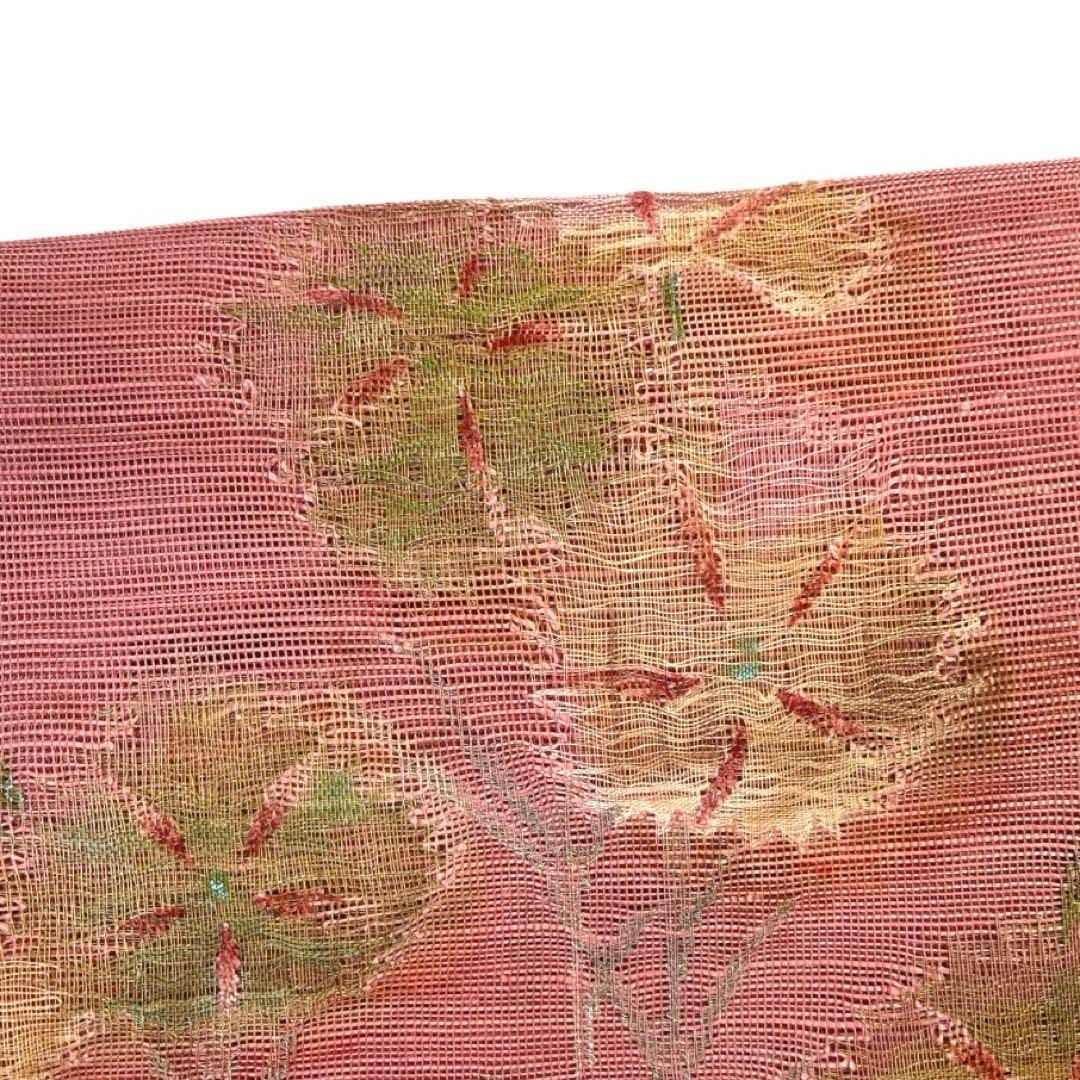 未着用　名古屋帯　夏用　松葉仕立て　花模様　抽象的　着物　064a d 未着用 名古屋帯 夏用 松葉仕立て 花模様 抽象的 着物 064a d