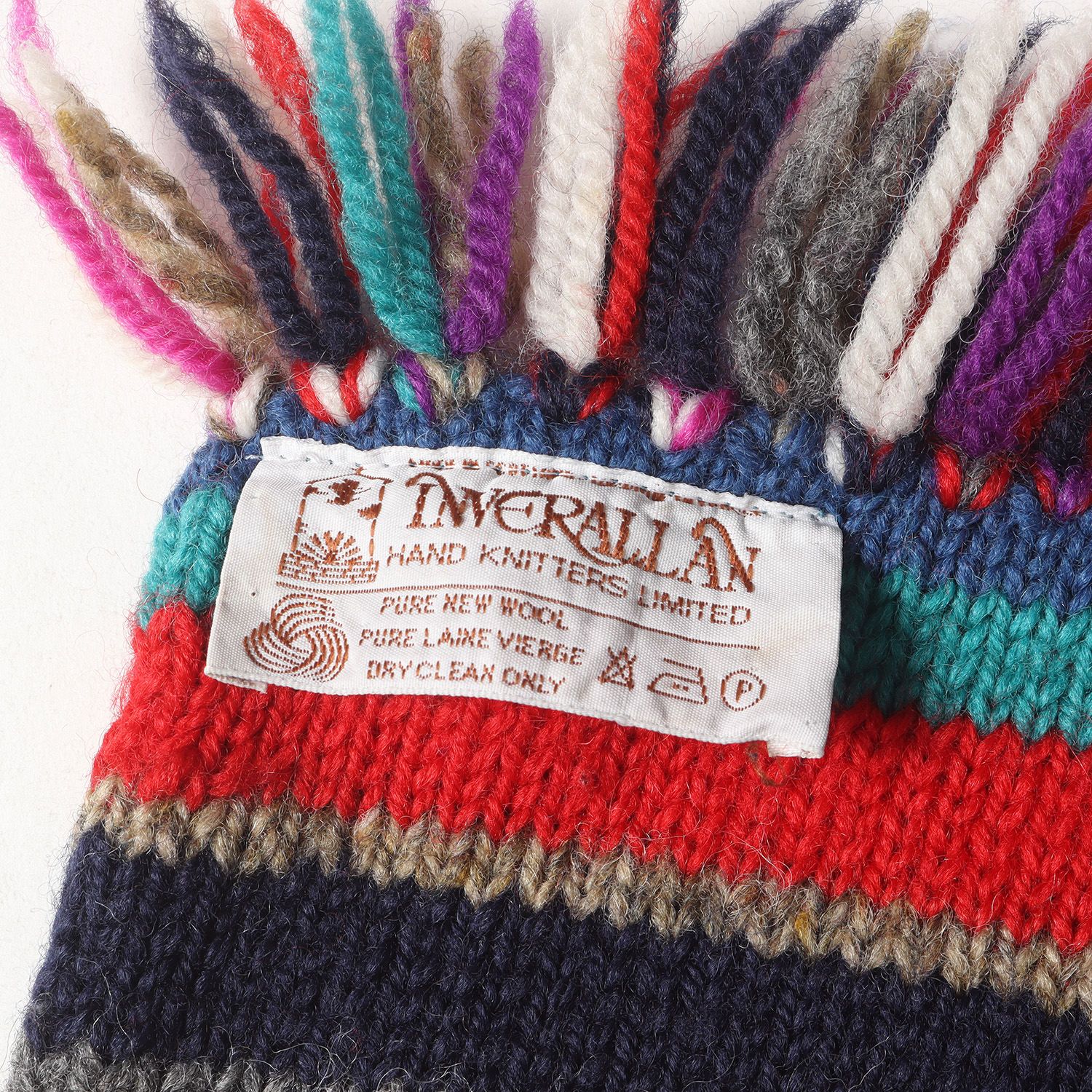 INVERALLAN マルチボーダー ネップ混 ローゲージ ニット フリンジ