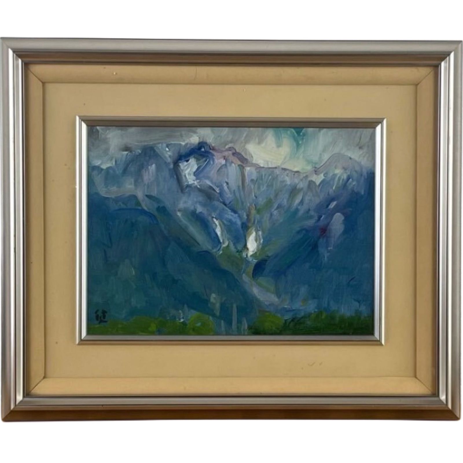 柳沢健 「穂高岳」油彩 F4号 長野県を代表する洋画家 春陽会会員 写実