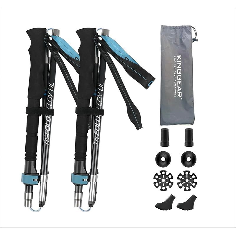 KINGGEAR トレッキングポール アルミニウム製 105-120cm調整 折りたたみ式36cm 257g軽量 レバーロック方式 1