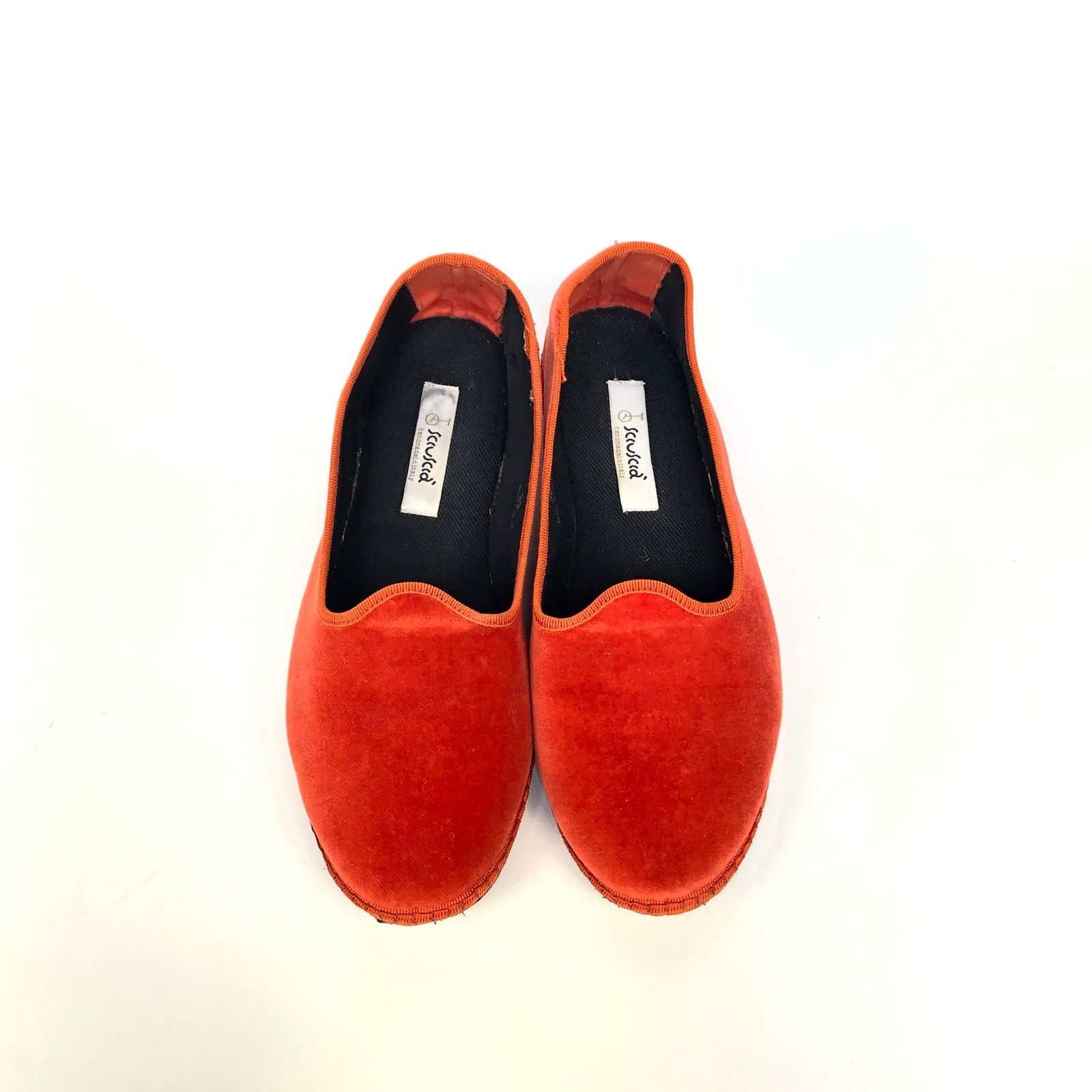 SCIUSCIA　Sciuscià　シューシャ　ベルベット　TRAGARA　LADYS_TULIP　ベロア　フラットシューズ　カンフーシューズ　サイズ39　オレンジ　保存袋付