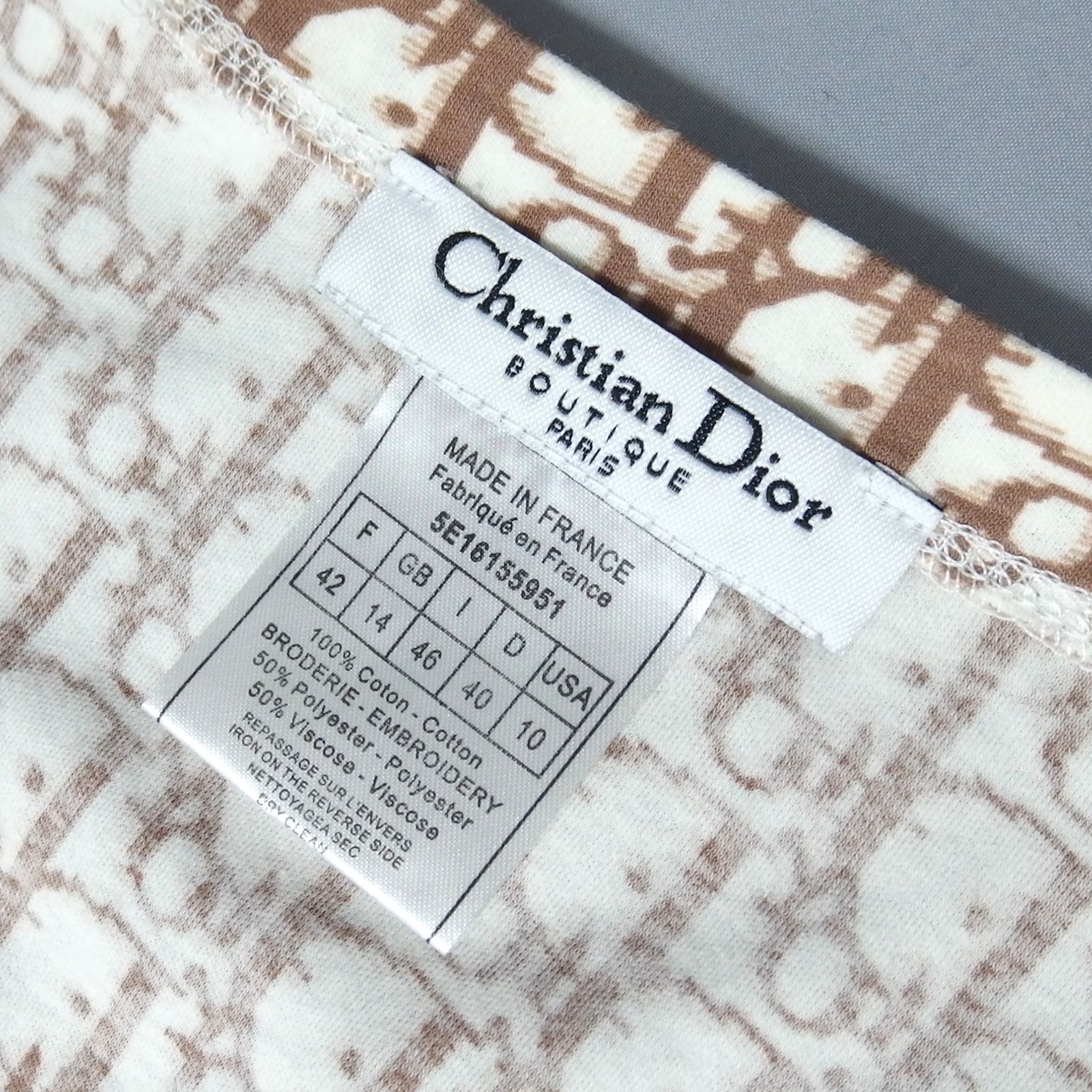 美品☆Christian Dior 花 刺繍 トロッター Vネック Tシャツ 半袖