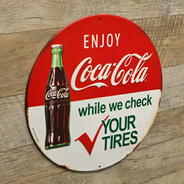 エンボス メタルサイン ENJOY COCA COLA 直径30cm