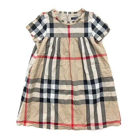 バーバリー ロンドン BURBERRY LONDON ワンピース ノバチェック 半袖 フリルネック 子供服 女の子 キッズ ベージュ 130A GY99